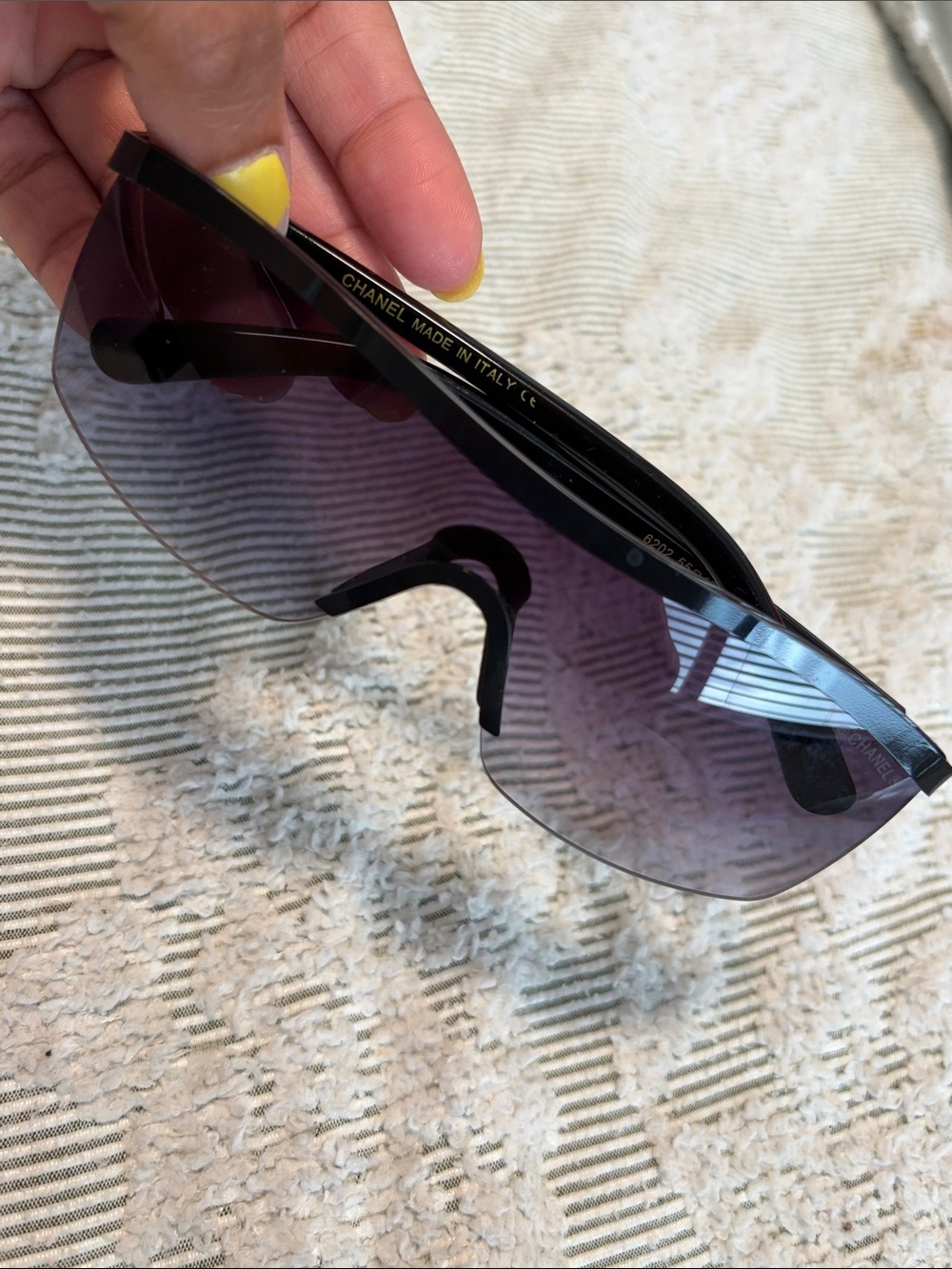 Black Shield Sunglasses with Purple Gradient Lenses
